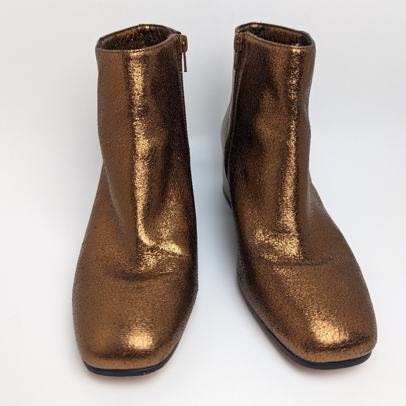 Sole Society Boot Copper Tashia Metallic Ankle Boot Size 7.5M Square Toe - Picture 7 of 16